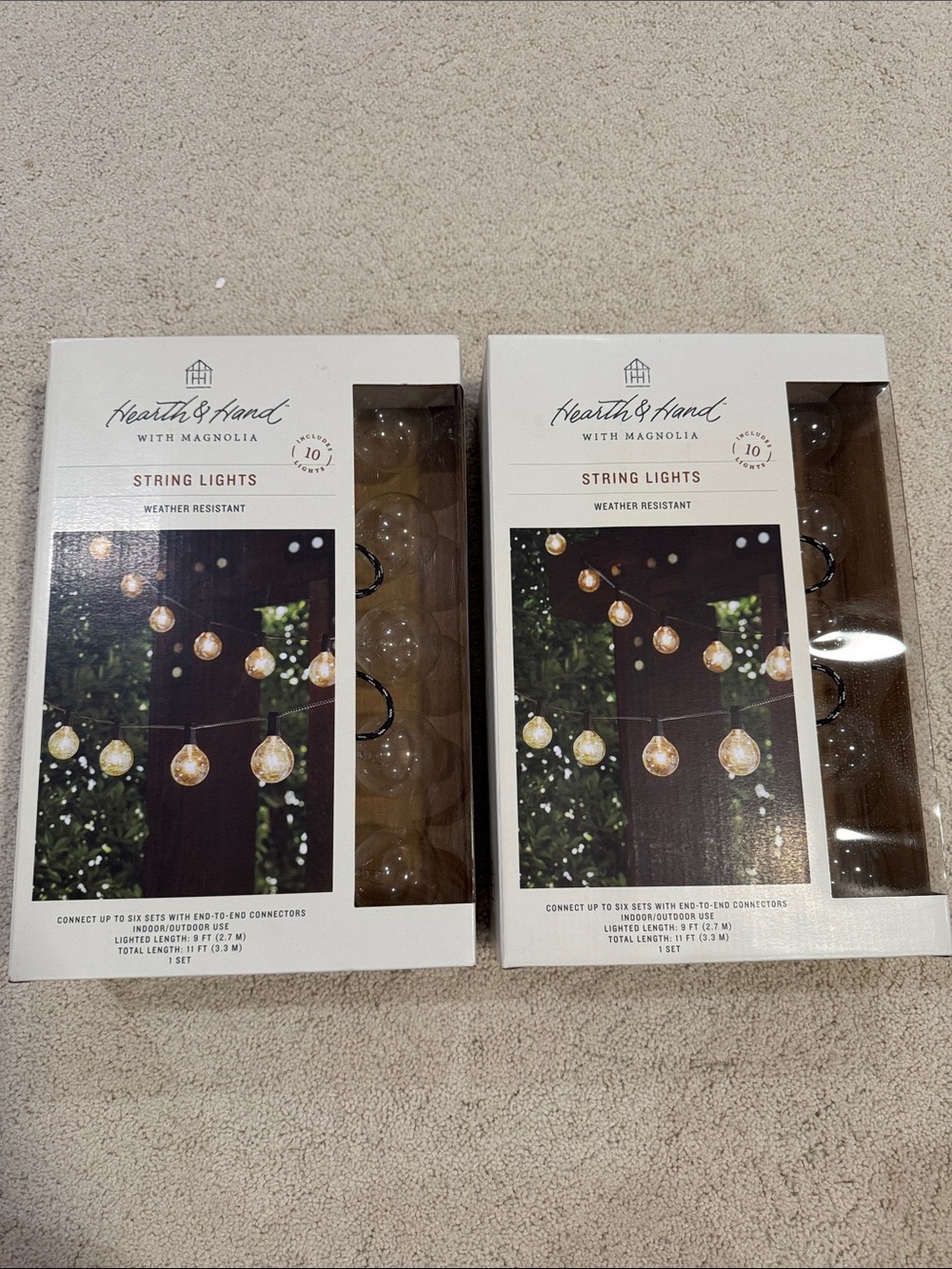 2 sets of hearth and hand cafe lights